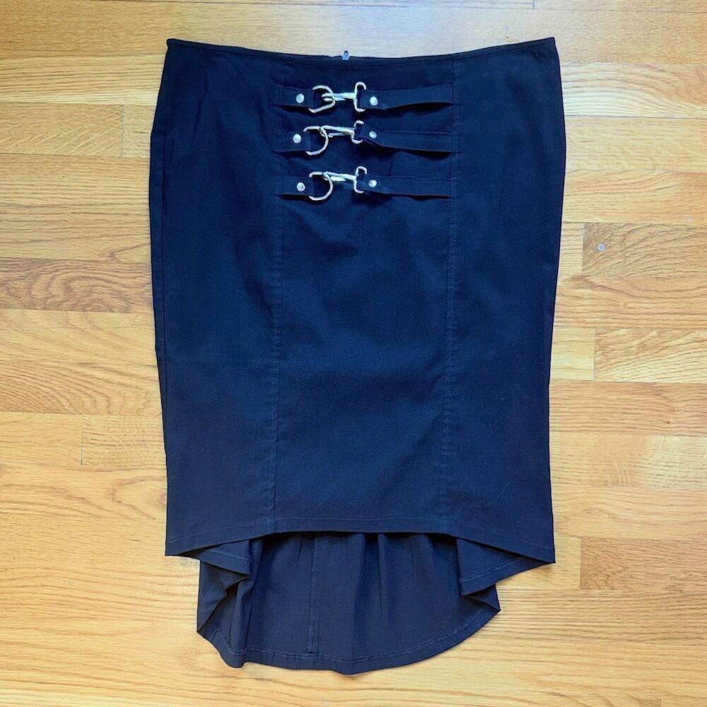 Vintage Lip Service Gangsta Pranksta Goth Punk Y2K Carabiner Black Skirt XL